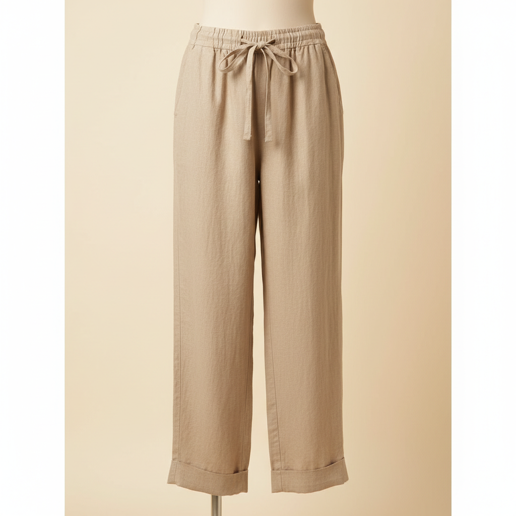 Natural Linen Drawstring Pants